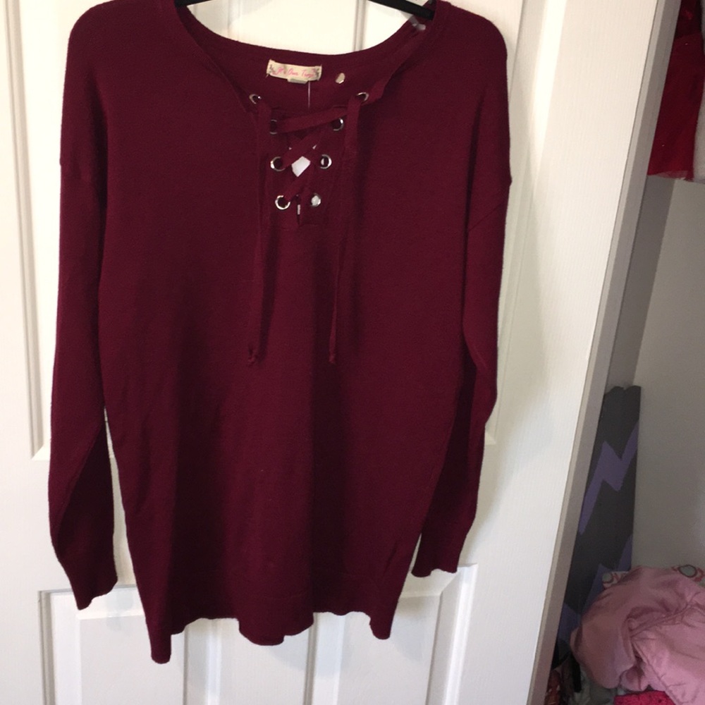 Laced Neckline Women’s Sweater